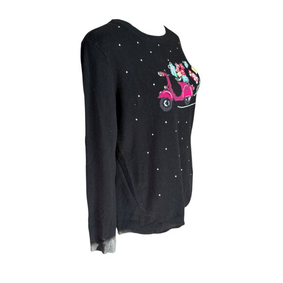 Talbots Petites black long sleeve pullover stretchy Christmas sweater size SP - Picture 2 of 8